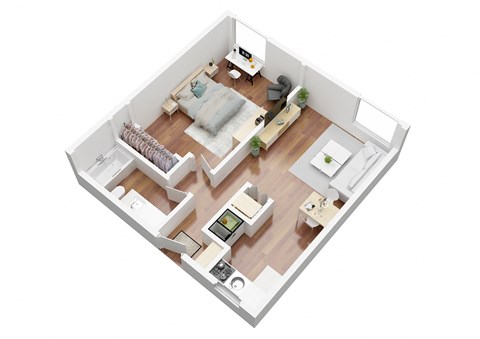 Floor plan for 1 bed, 1 bath, 550 sqft